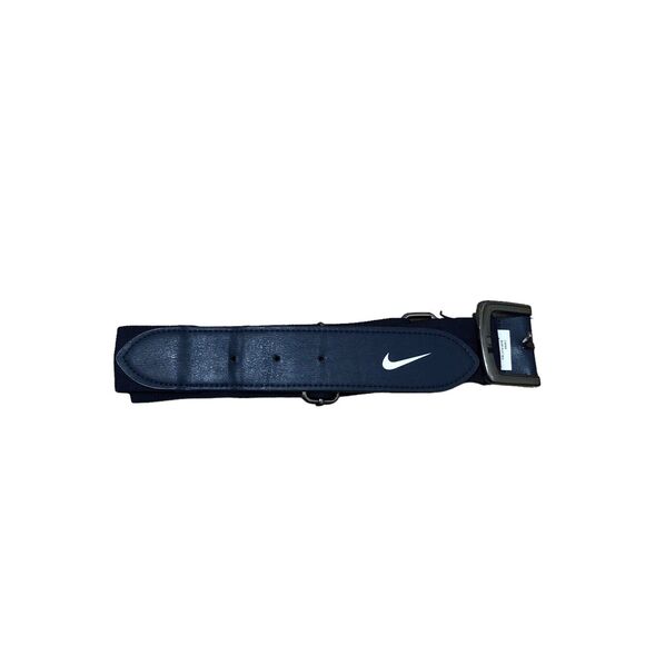 Nike One Size Navy Blue White Elastic Faux Leather Baseball Belt - Picture 1 of 7